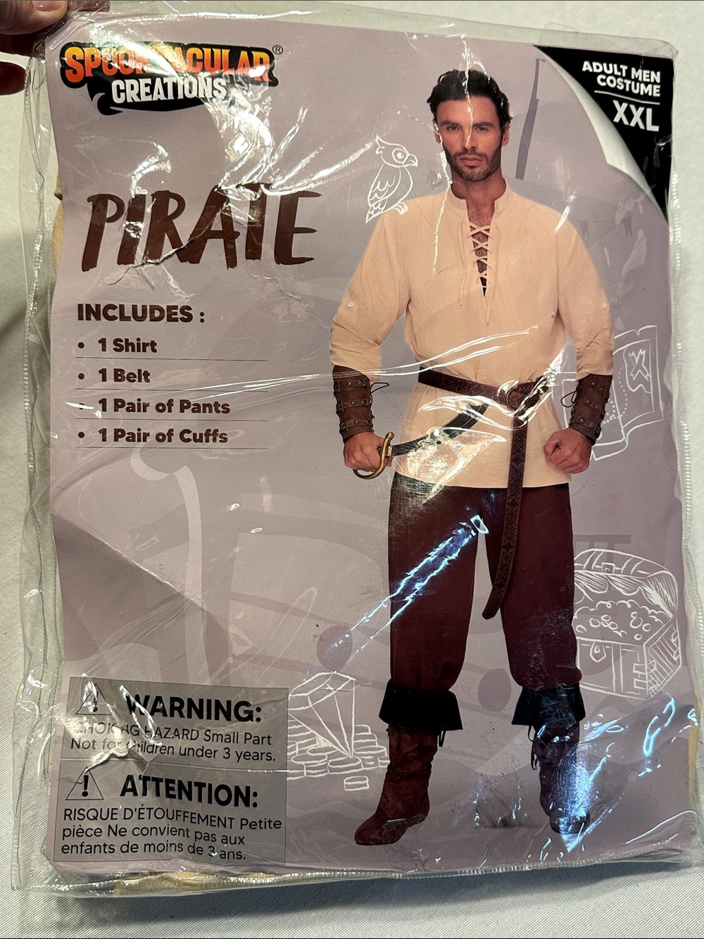 Spectacular Creations Men's Pirate Hallo Costume Shirt and Pants - Brown/Cream